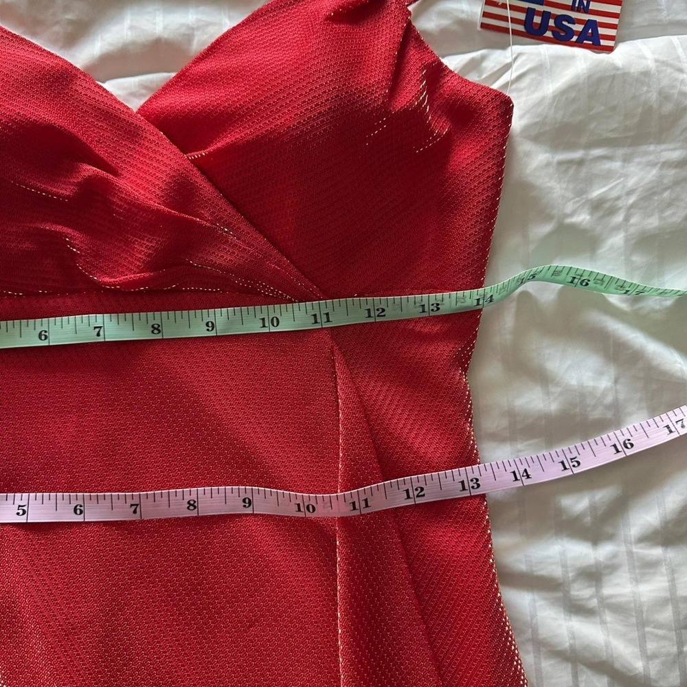 NWT Vintage Y2K Betsy & Adam Red Shimmer Maxi Gown - Vampire Core Formal Dress 8 - Picture 8 of 11
